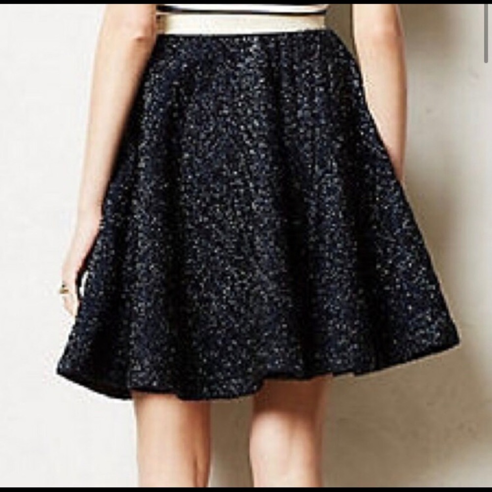 Anthropologie Full Tinsel Swing Skirt | Holiday
